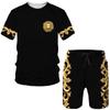 Men's Simple T-Shirt Set 3D Printing T-Shirt Shorts Sportswear Fitness Sports 2 Piece Set Lion Head Sports Pants Men