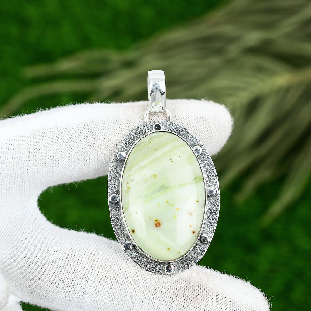 Memorial Day Sale 925 Sterling Silver Oval Natural Imperial Jasper Bezel Pendant