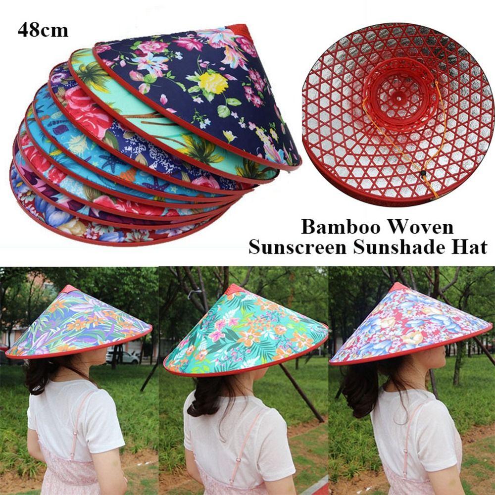 Summer Natural Bamboo Hats Sunscreen Woven Straw Hats New Rain Resistant Hat  Men Women Outdoor