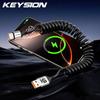 KEYSION Автомобильный пружинный USB-кабель типа C 3,3 А USB C - USB C кабель для передачи данных 66 Вт PD провод для быстрой зарядки iPhone 16 Samsung Xiaomi Huawei