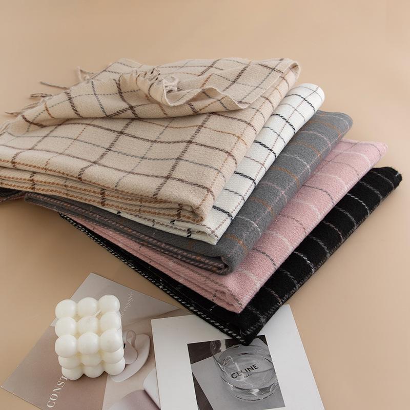 Maillard Scarf Women's Winter New Korean Style High End Retro Versatile Plaid Warm Couple Scarf