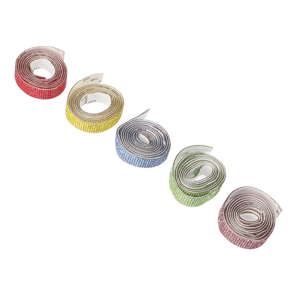 7 Row 5 Yard Self Adhesive Rhinestone Strip Rhinestone Ribbon Trim Band for DIY Decoration 1.5cm Width