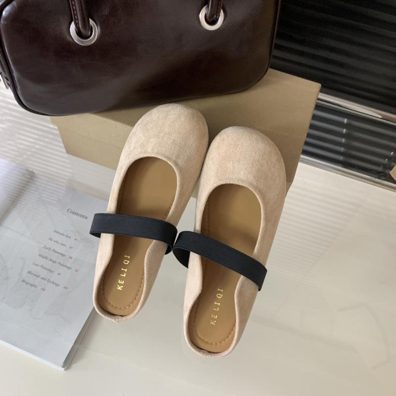 Внутреннее увеличение высоты ретро сумка голова полушлепанцы женская обувь верхняя одежда 2025 новая весна и осень универсальные полуподносы одинарная обувь