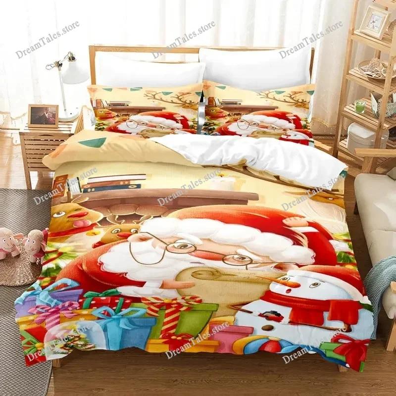 Merry Chrismas Santa Bedding Set Boys Girls Twin Queen Size Duvet Cover Pillowcase Bed Kids Adult Fashion Home Textileextile741