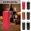 Vintage Single Red Wine Bottle Storage Box Foldable PU Leather Retro Red Wine Champagne Storage Gift Box Organizer With Handle