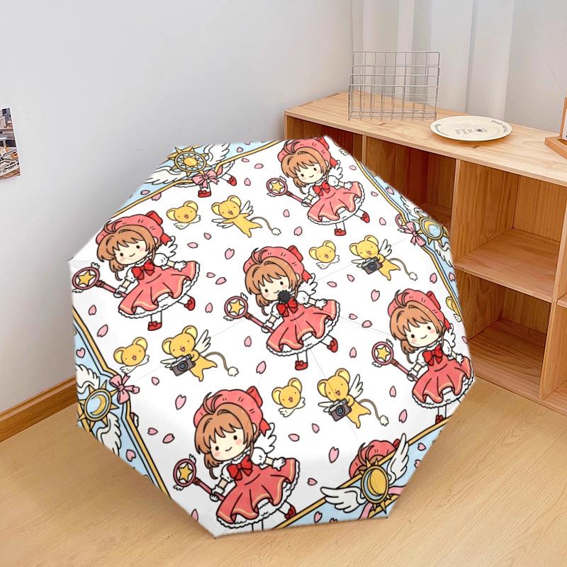 1 шт. Автоматический складной зонт с рисунком Cardcaptor Sakura, 8 спиц, портативный, складной, для путешествий, Рождественский, День рождения, Подарок