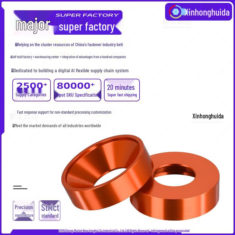 Anodized Orange Countersunk Aluminum Washers (M2-M8)