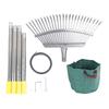 Garden Rake Metal Detachable Adjustable Leaves Rake with Reusable Leaf Bag for Outdoor Yard