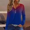 Women's T Shirt Tee Button Long Sleeve Daily Weekend Fashion Basic V- Neck Regular Top