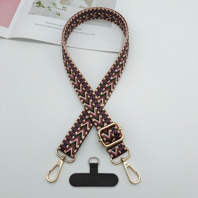 New Color Bag Shoulder Strap Mobile Phone Lanyard Woven Fashion Contrasting Color Bag Strap Crossbody Dual-purpose Strap