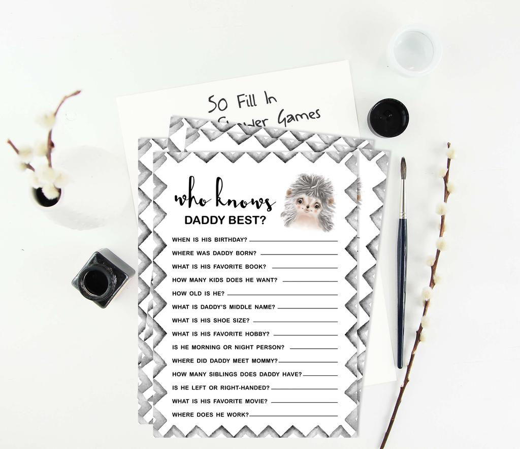 Inkdotpot Игровой набор Baby Shower из 50 игр BabyA AlphabetA ABCA Game Hedgehog Jungle Animals Party