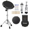 Donner 12-inch Black Drum Practice Pad Set, Quiet, High-Rebound, Anti-Vibration, Percussion Kit with Snare Drum Stand, 3 Pairs of Drumsticks, Sheet