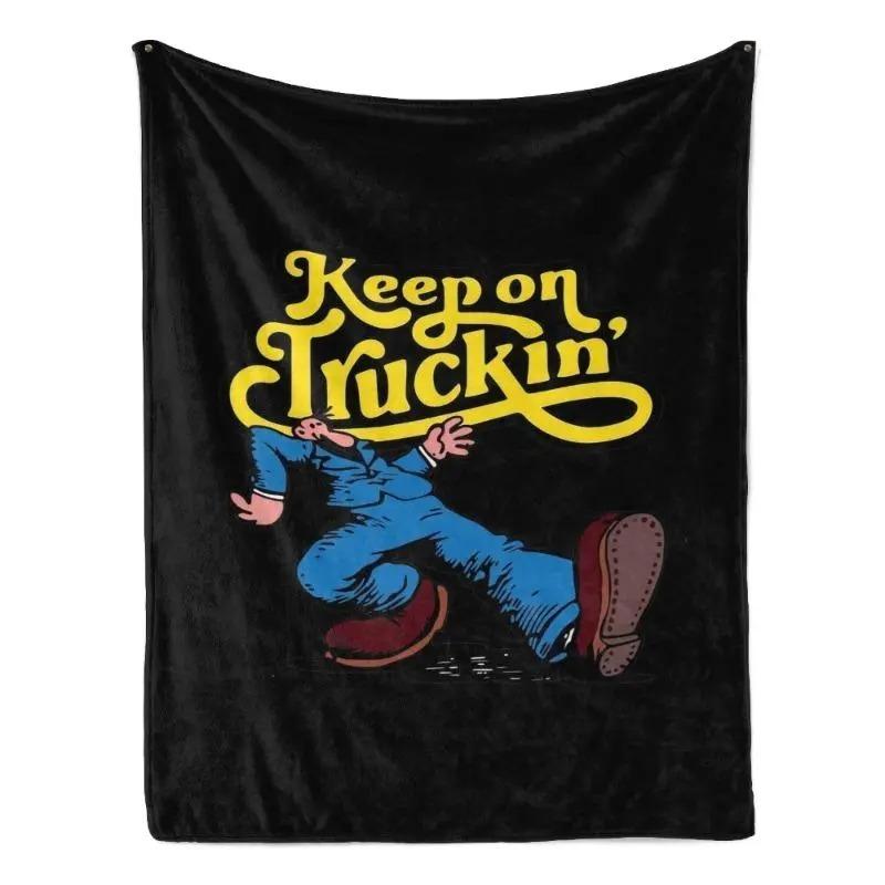 Персонализированный плед Keep On Truckin для кровати, Мягкий плед-коллаж для спальни, Милый плед, Забавный декор для комнаты, Фланелевые пледы