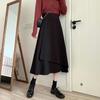 Женская черная юбка-миди большого размера, летняя, нестандартная, с высокой талией, юбка-зонтик, средней и длинной длины, для похудения
