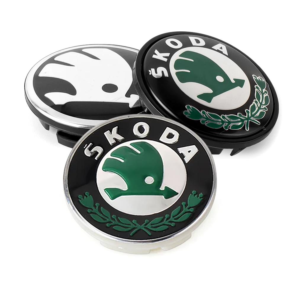 4Pcs 56mm Car Wheel Center Caps Hub Cap Covers Emblem Styling for Skoda A5 A7 A8 Fabia Karoq Superb Rapid Kamiq Octavia MK2 MK1 2 3