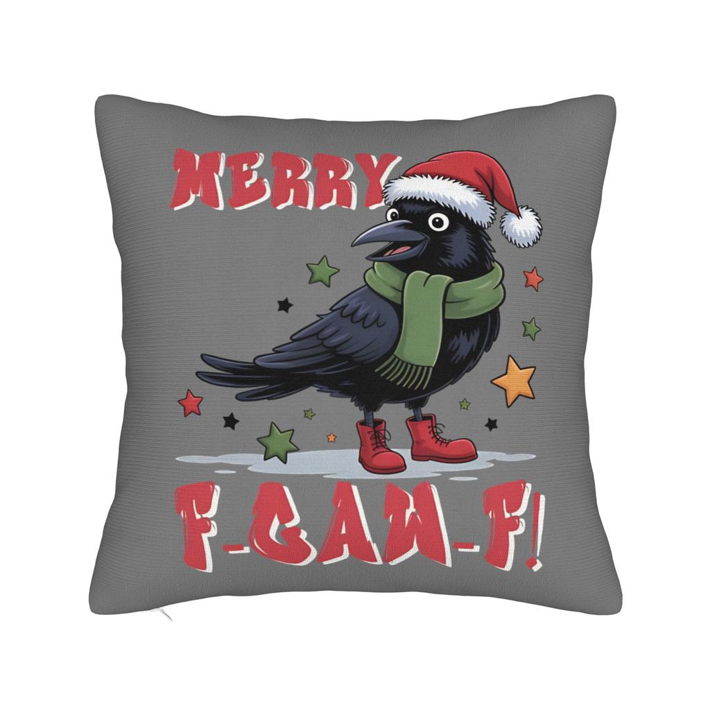 FCawF Meme Square Pillow Case Funny Black Bird Moon Cushion Cover Novelty Polyester Decor Pillowcase for Home 45x45cm