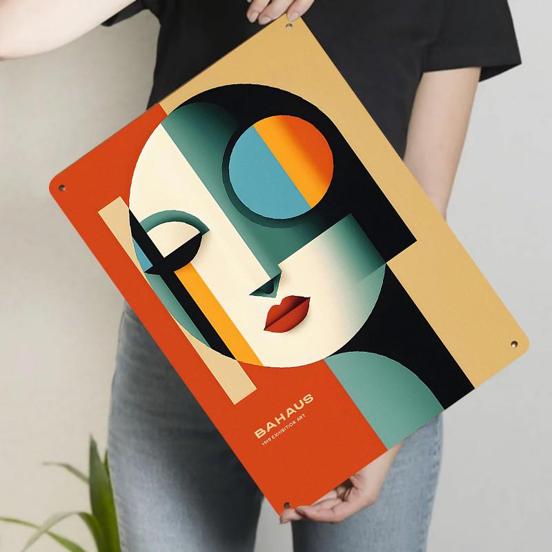 Bauhaus Exhibition Art Abstract Portrait Metal Wall Decor Modern Geometric Home Decorative Painting