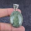Natural Prehnite Gemstone Handmade 925 Sterling Silver Gift Pendant 2.17" J5y43