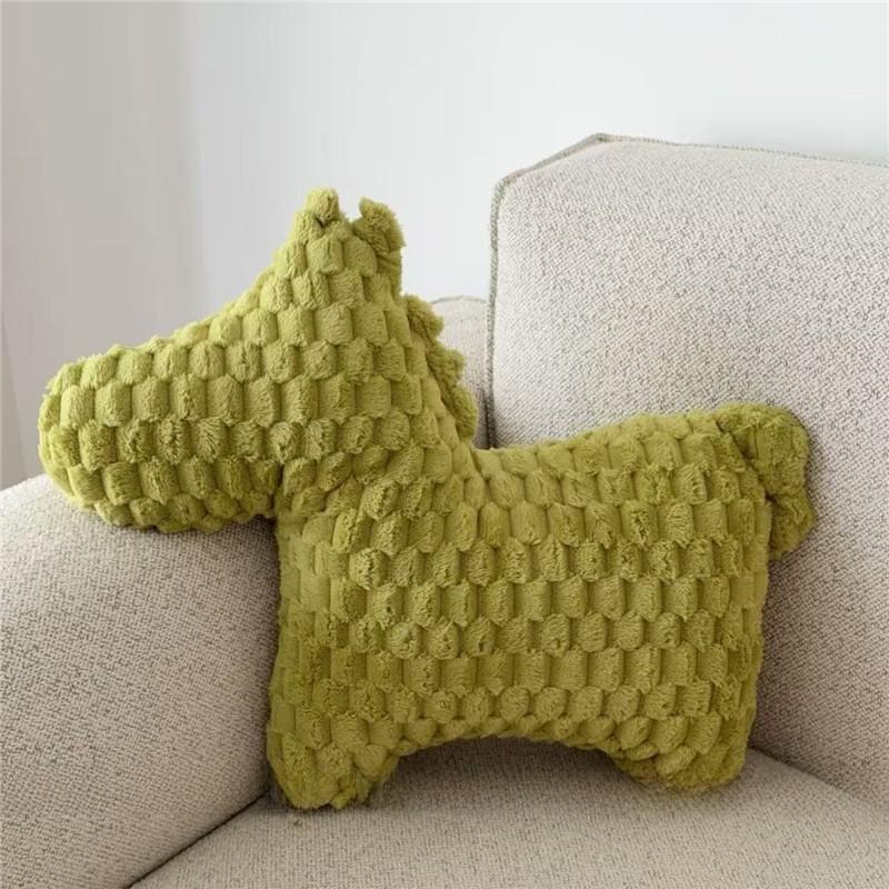 Cute Animal Plush Lumbar Pillow With Solid Color For Home Lounge Use