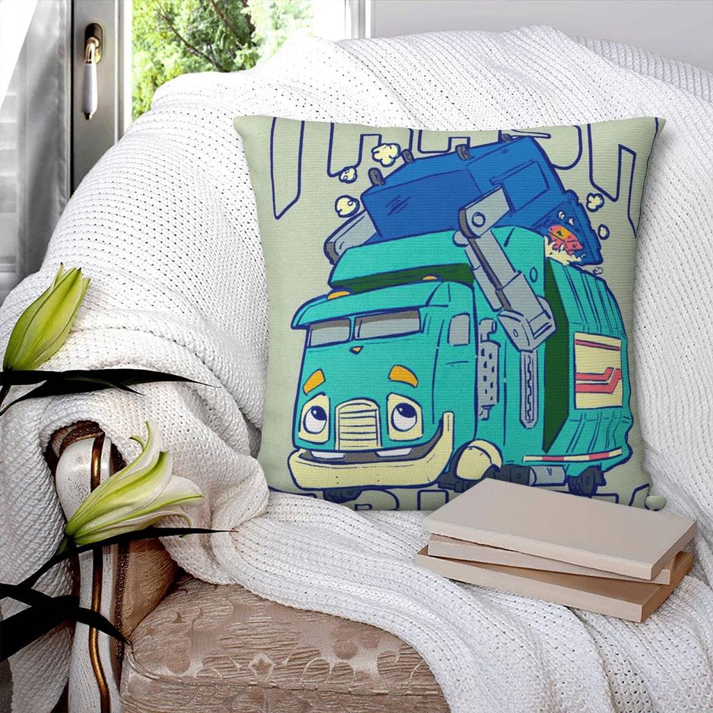 Trash Truck Cartoon Netflix Square Pillowcase Pillow Cover Polyester Cushion Zip Decorative Comfort Throw Pillow for Home Car