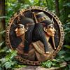 Round Wooden Decor Sign, 2D Flat Print, Egyptian Mythology Themed, Decor for Home, Cafe, Wall Decoration, Holiday Gift