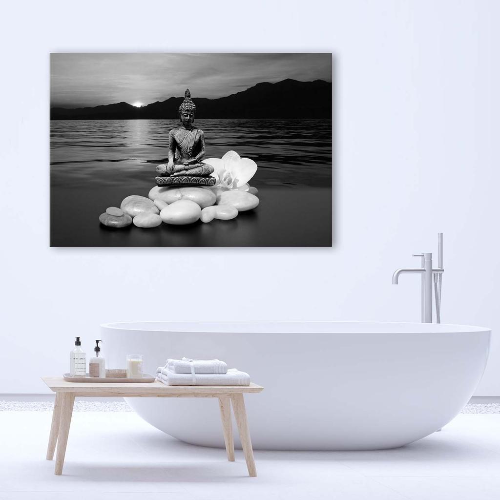 Canvas print, Buddha figure on stones