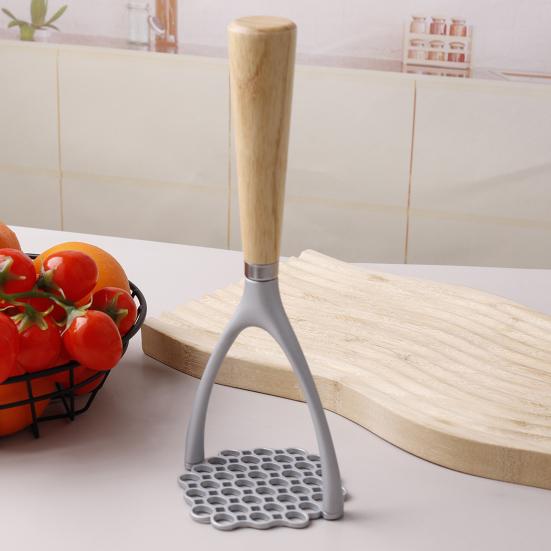 Пресс для картофеля из нержавеющей стали с деревянной ручкой, легкий нержавеющий кухонный инструмент для пюре из овощей, фруктов, фасоли