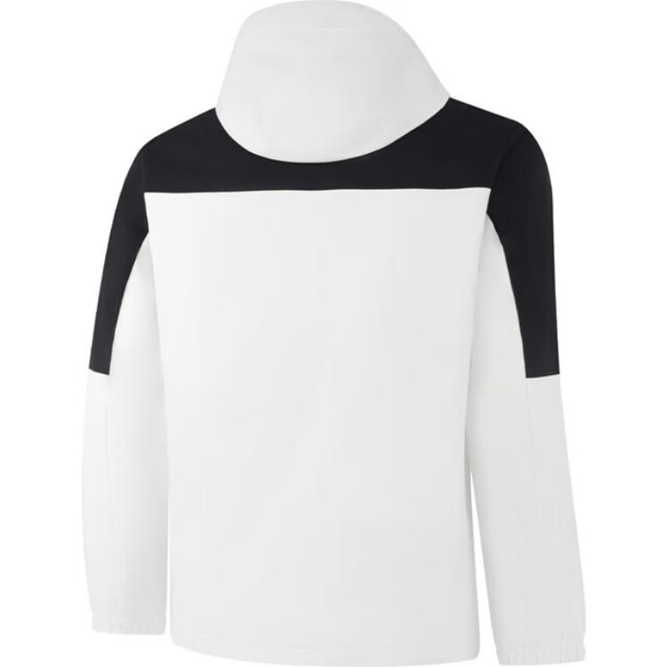Li Ning Color Block Zipper Hooded Comfortable Breathable Sports Windbreaker Men Outerwear Off-White Black AFDUA13-7