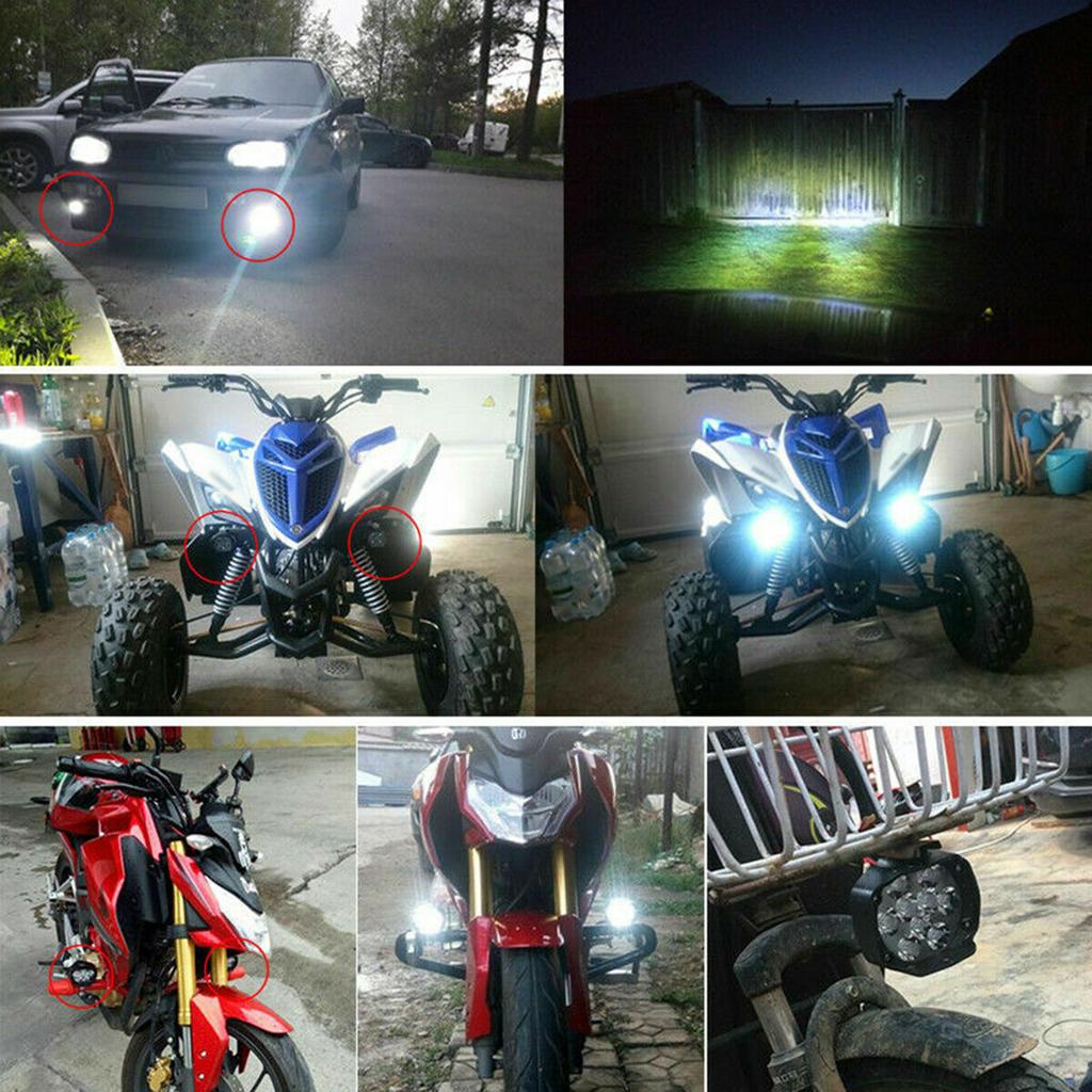 2Pcs Motorcycle Leds External Light 6000K IP68 Waterproof Electric Vehicle Scooter Headlight Driving Fog Lamp