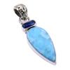 Natural Republic Larimar, Kyanite 925 Solid Sterling Silver Pendant 1.50'' K8v74