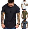 Youth Autumn Round Neck Slim Type Pleated Casual Short Sleeve Mens Sports Plunger Sleeve Plus Size S-5XL