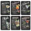 Mojito Martini Cocktail Metal Wall Tin Sign Kitchen Pub Home Decor Vintage Wine Glass Metal Sign Beach Living Room Decoration