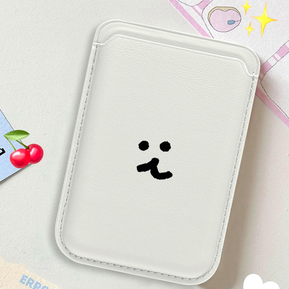 Милый рисунок Улыбка Кожаный кошелек-чехол для телефона Для Magsafe Магнитный Тонкий Задний карман Ударопрочный Прочный Стильный Чехол