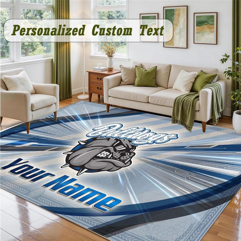 Crystal Velvet Square Rug Custom NameCanterbury-Bankstown Bulldogs Pattern Non Slip Home Floor Decor Rug