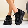 Обувь на платформе, Женская обувь больших размеров на платформе, Для полных ног, Универсальные ботинки для осени и зимы, Женские модные ботинки Мартин на маффиновой подошве