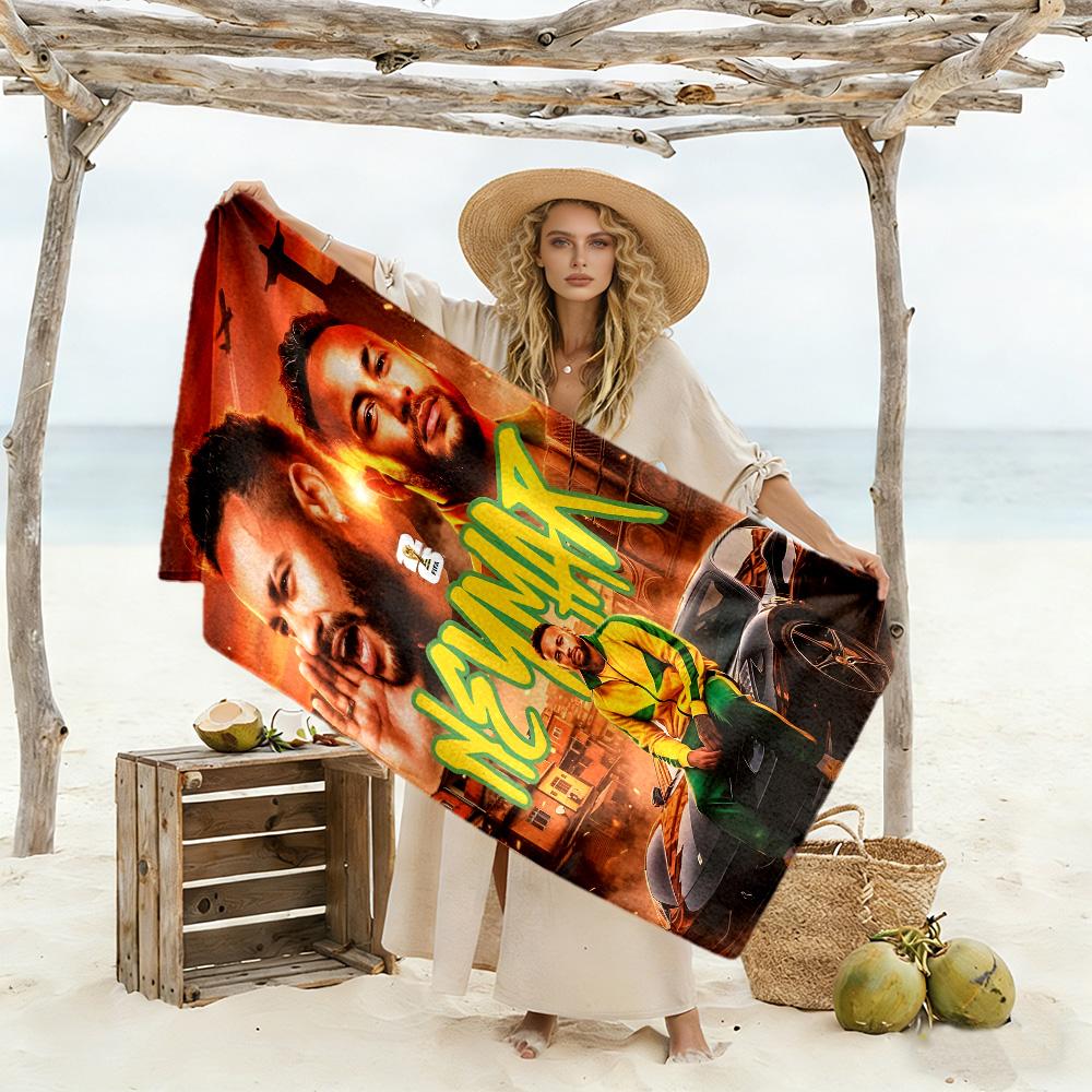 Neymar S Shadow Portrait Beach Towel Quick-Dry Soft Microfiber Comfortable Lightweight