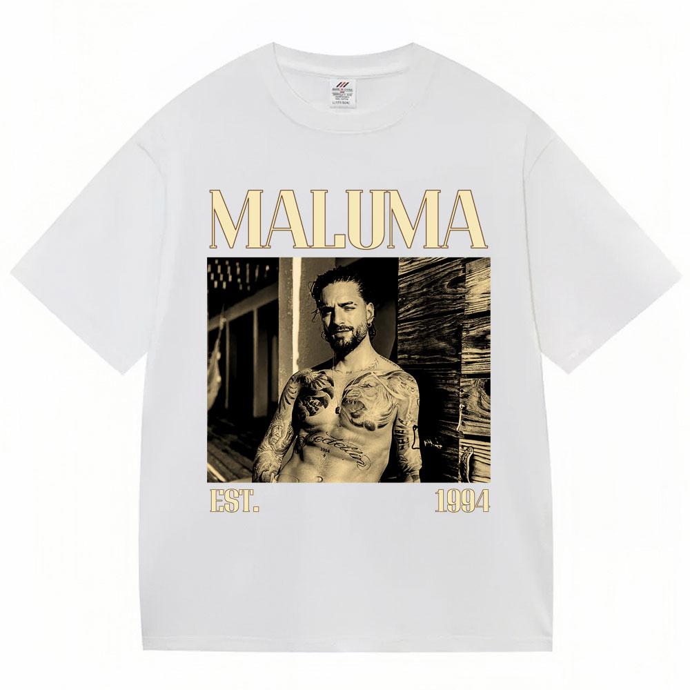 Графические футболки рэпера MALUMA Мужские Хип-хоп Винтажный стиль Короткий рукав Мода Готический Оверсайз Хлопковая футболка