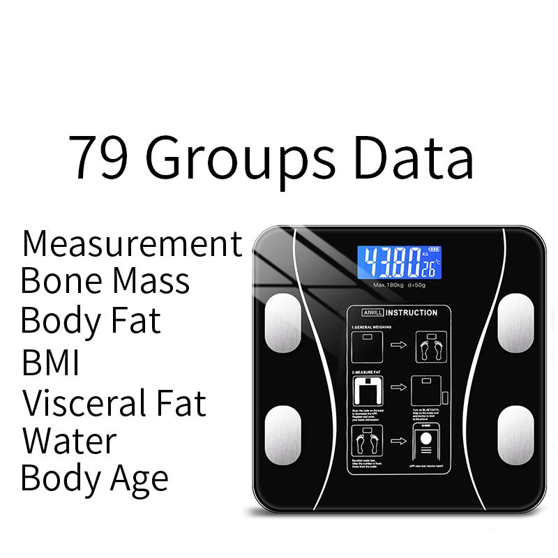 Новые весы для измерения жира в организме, умные беспроводные цифровые весы для ванной комнаты, анализатор состава тела, Bluetooth