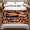 Christmas Theme Soft Blanket Personalized Custom Name Text Print Warm Blanket Home Sofa Bedroom Decor