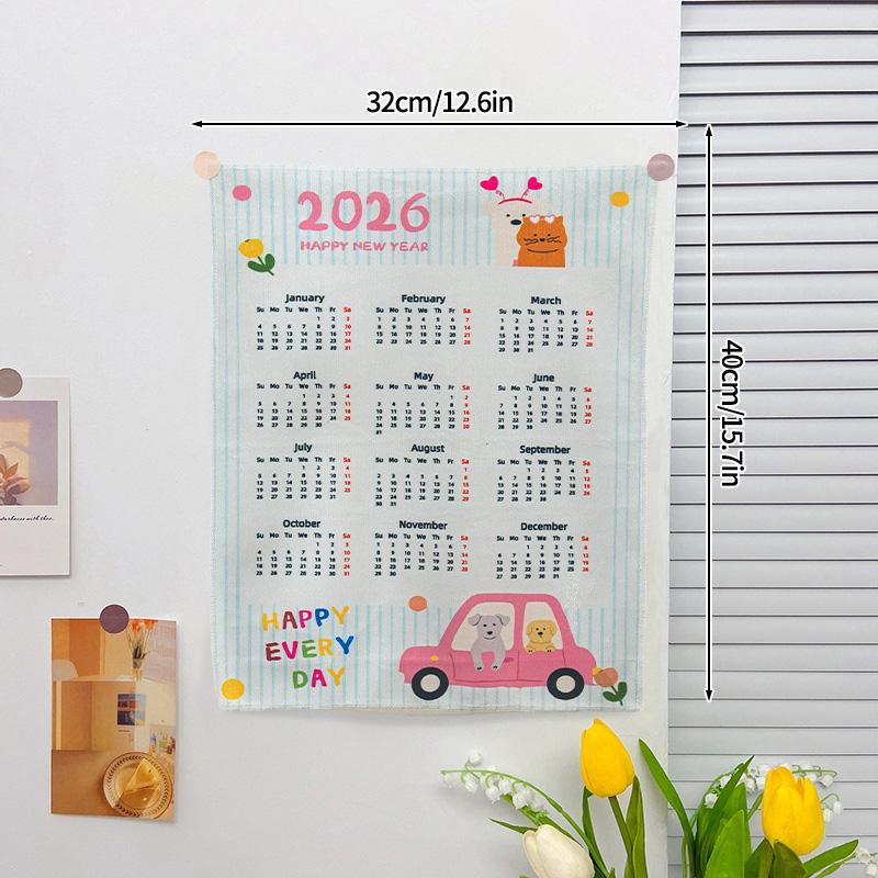 2026 New Year's Eve Wallpaper Calendar Girl's Bedroom Decoration Tapestry Askaton Calendar Wallpaper