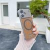 Роскошный кожаный чехол для телефона с магнитом и текстурой дерева для iPhone16 15 14 13 12 Pro Max Беспроводная зарядка Защита от падения Защитная крышка Fundas