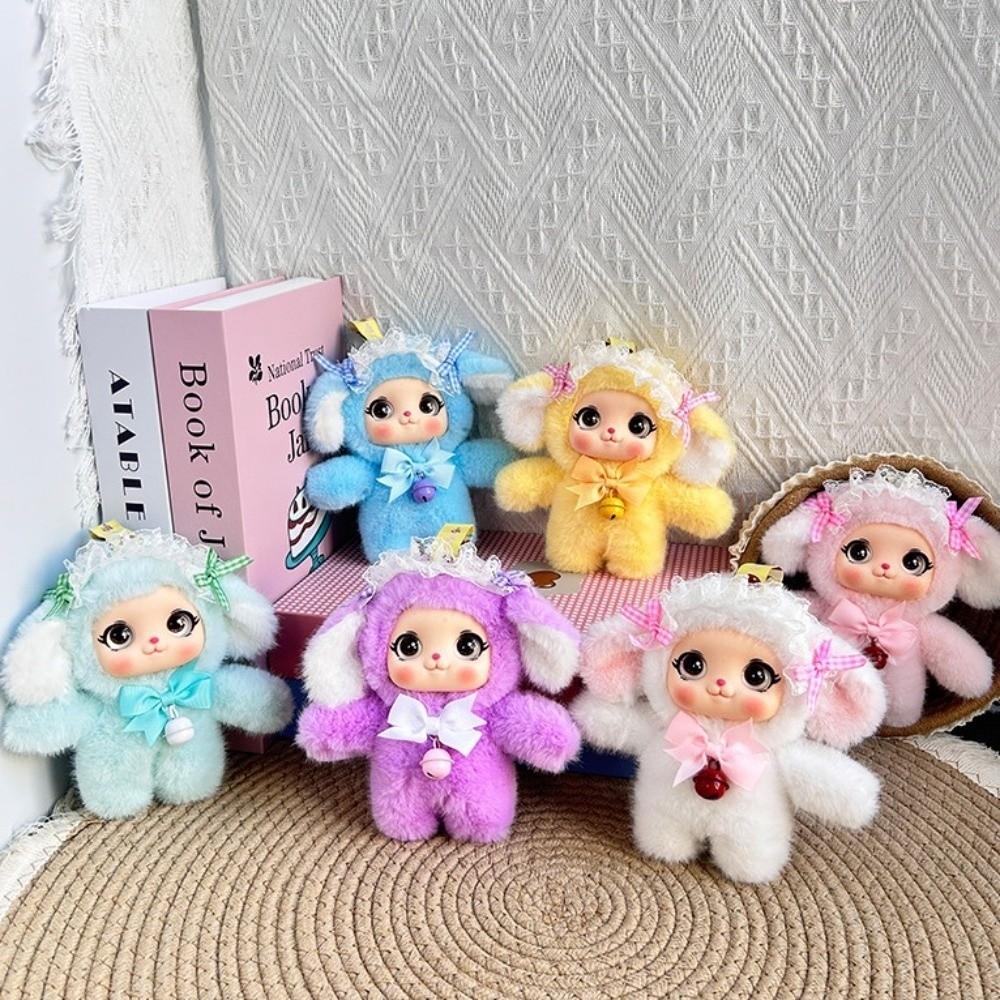 Big Ear Rabbit Dog Plush Keychain Bowknot Lace Car Key Ring Bunny Puppy Doll Pendant Party Decor
