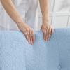 Velvet Teddy Rocking Chair With High Back Rubber Wood Legs Light Blue Armrests