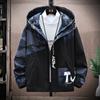 Spring and Autumn Men's Large Size Printed Jackets Youth Hooded Versatile Fat Tops for Men