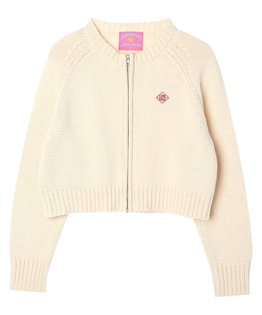 COMONINOZ W Round Neck Full Zipup Knit [3 Color]