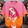 Summer Fashion Colorful Tattooed Nun Graphic Print Women's T-shirt Summer Casual Loose Short Sleeves Men's and Women's Tees Top