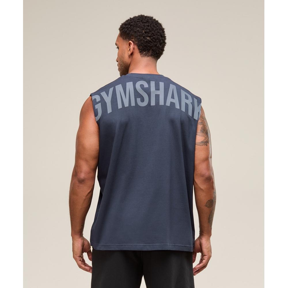 Gymshark Отключение питания Танк Тяжелый Синий A2c9m Uctn