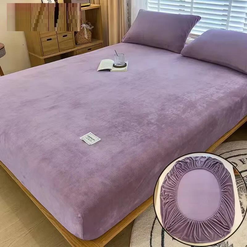 Простыня из молочного бархата, мягкая, теплая, наматрасник, эластичная, пушистая, осенне-зимняя, пара, роскошная, двуспальная кровать, постельное белье для дома