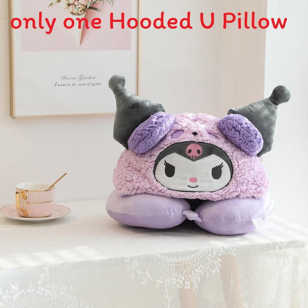 Подушка для шеи в форме буквы U Hello Kitty с милой шапочкой для путешествий и отдыха в офисе