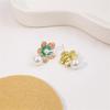 Enamel Big Flower Imitation Pearl Korean Design Drop Earrings Exaggerated Wedding Party Jewelry Accessories